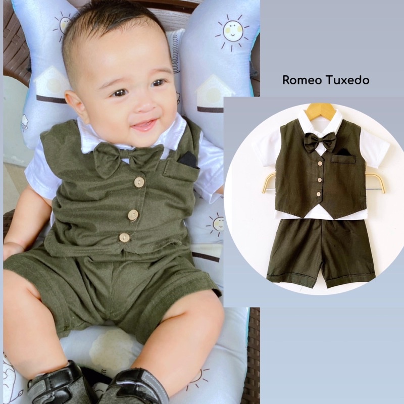 ROMEO TUXEDO SUIT / SETELAN HUNGRY TIGER Baju Setelan Kaos Celana Pergi Jalan Lucu Fashion Anak Bayi Cowok Laki Murah