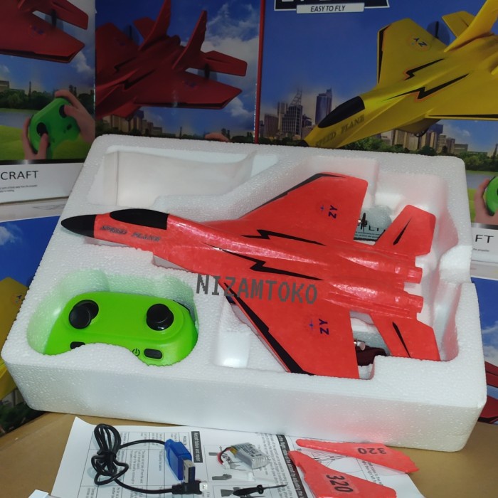 Mainan Pesawat Terbang Remot Control Led Pesawat Glider Airplane Foam - Merah