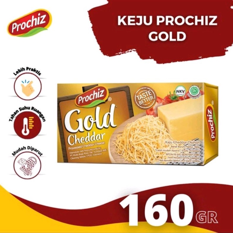 

PROCHIZ GOLD CHEDDAR KEJU CHEESE 160 GRAM