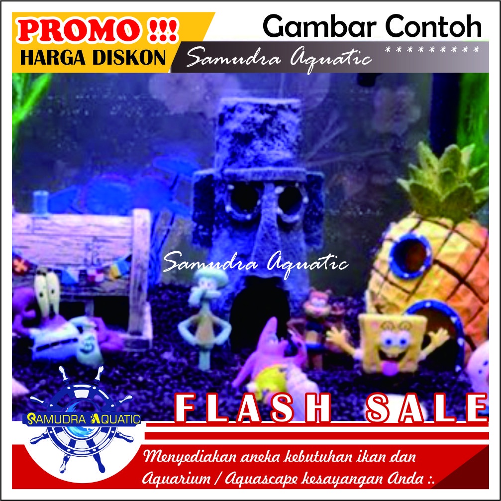 Hiasan SPONGEBOB Aquarium, Spongebob Aquarium, Mainan Spongebob Bikini Botton, Hiasan Fiber (GRATIS BUBLE WRAP)