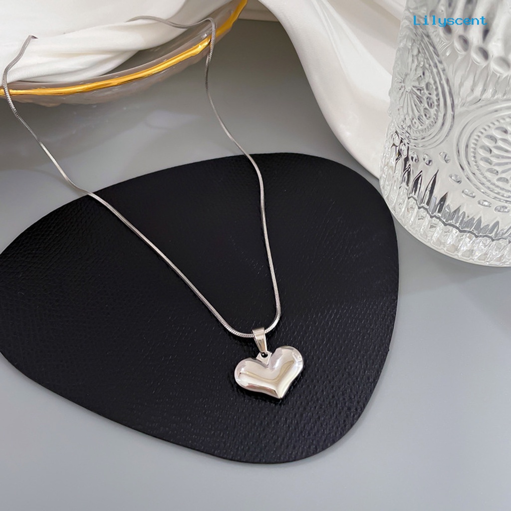 [LS]Heart Kalung Stainless Steel Warna Silver Anti Karat Peach Hati 3D Charms Temperamen Dress-Up Perhiasan Rantai Wanita Klavikula Rantai Kalung Aksesoris Untuk Pesta