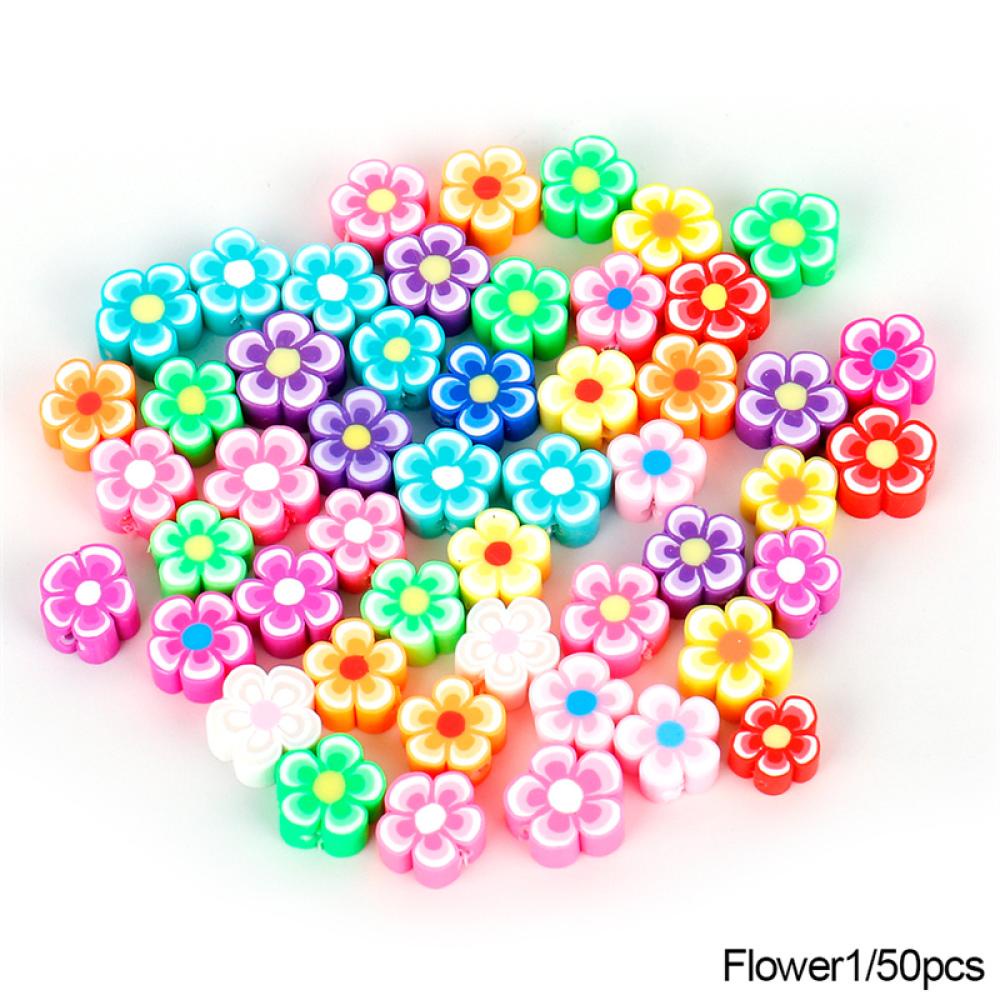 Timekey 50 Pcs Hewan Buah Bunga Polymer Clay Beads Anak Perhiasan DIY Membuat Gelang Kalung Berjarak Aksesoris W5Y3