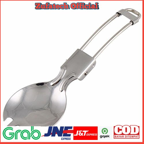 KNIFEZER Stainless Steel Foldable Spoon and Fork / Sendok Garpu Lipat  - Silver