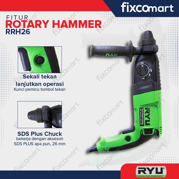 Ryu Rotary Hammer / Mesin Bor Rotary Rrh 26 850 W