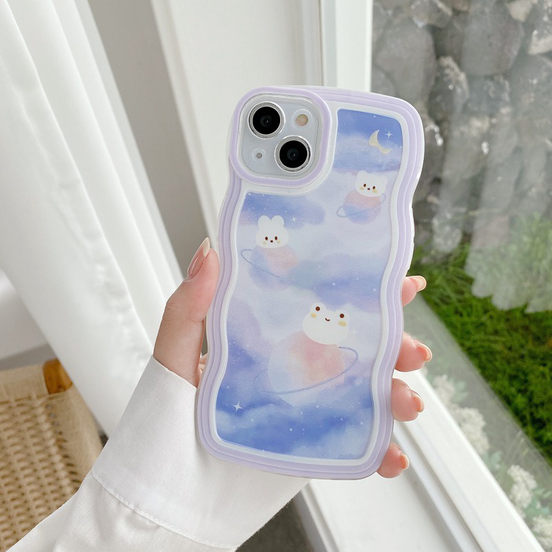 Nice Tulip Moon Bunny Wave Soft Case iP iPhone 6 6S 7 8 + Plus SE 2020 11 12 13 INS Clear Casing Apple