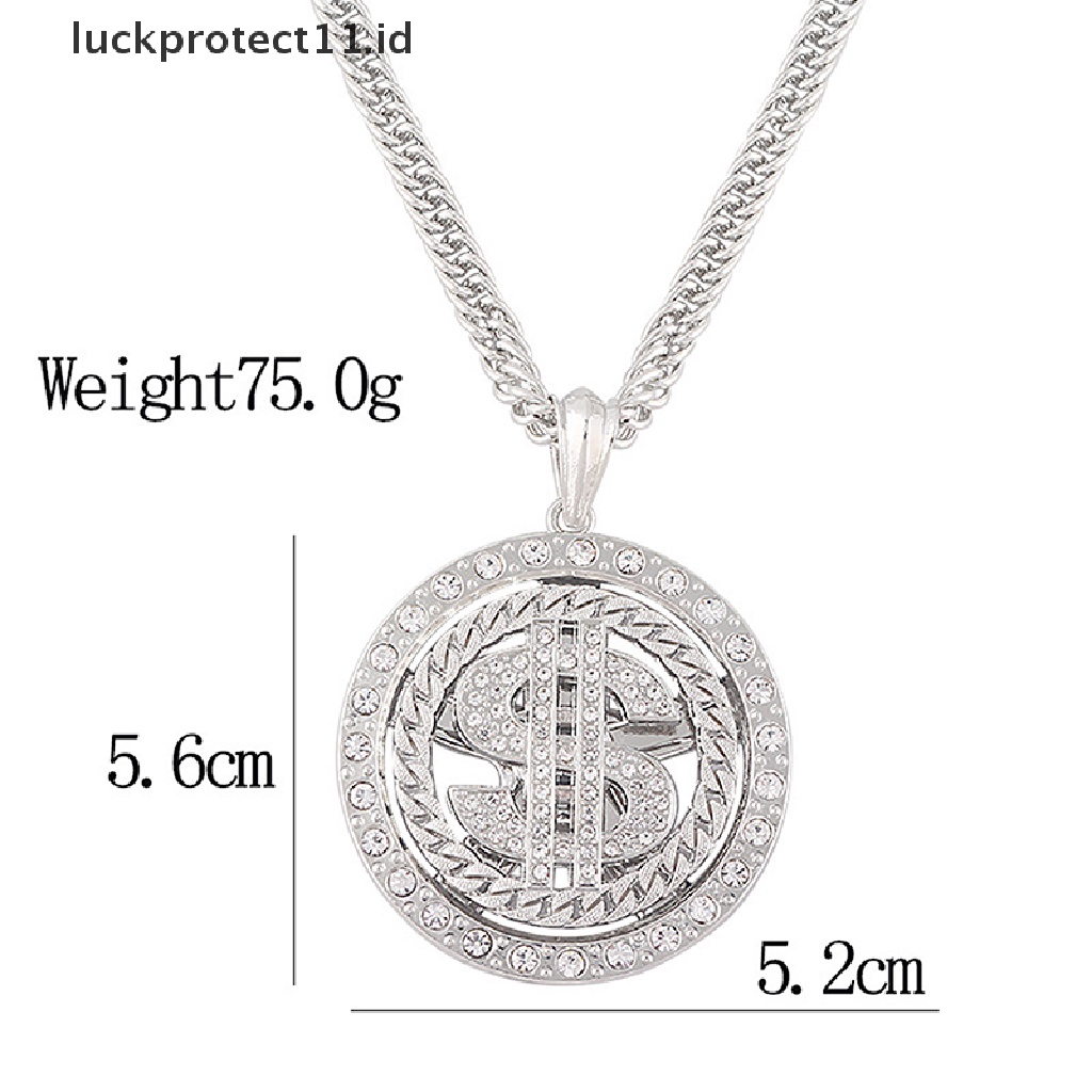 /Fashion Hot// Fashion// Tanda Uang Dolar As Yang Dapat Diputar Besar Liontin Kalung Pria Rapper Hip Hop.