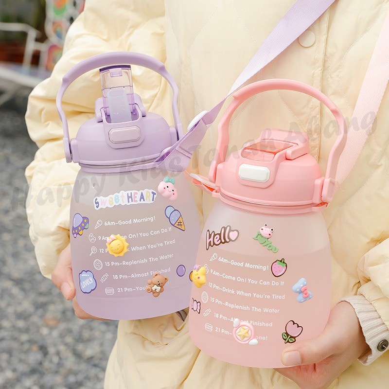 BOTOL MINUM ANAK BPA FREE DENGAN SEDOTAN MOTIF LUCU / BOTOL MINUM SEKOLAH ANAK