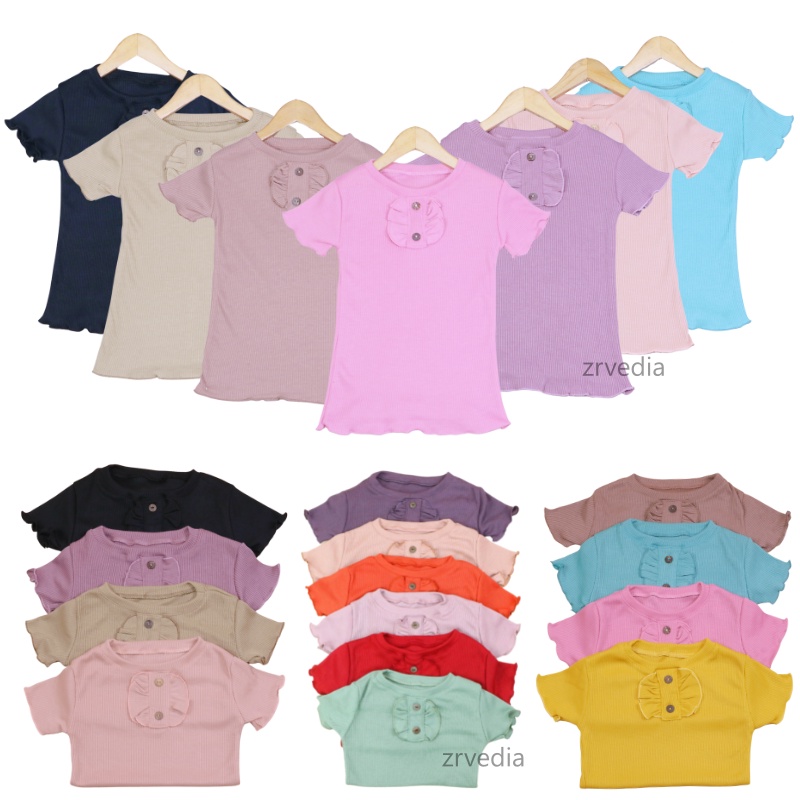 Alesha Knit Wear uk 2-5 Years / Kaos Anak Bahan Cotton Rib Tebal Stretch Atasan Balita 2-5 Tahun Blouse Polos Perempuan