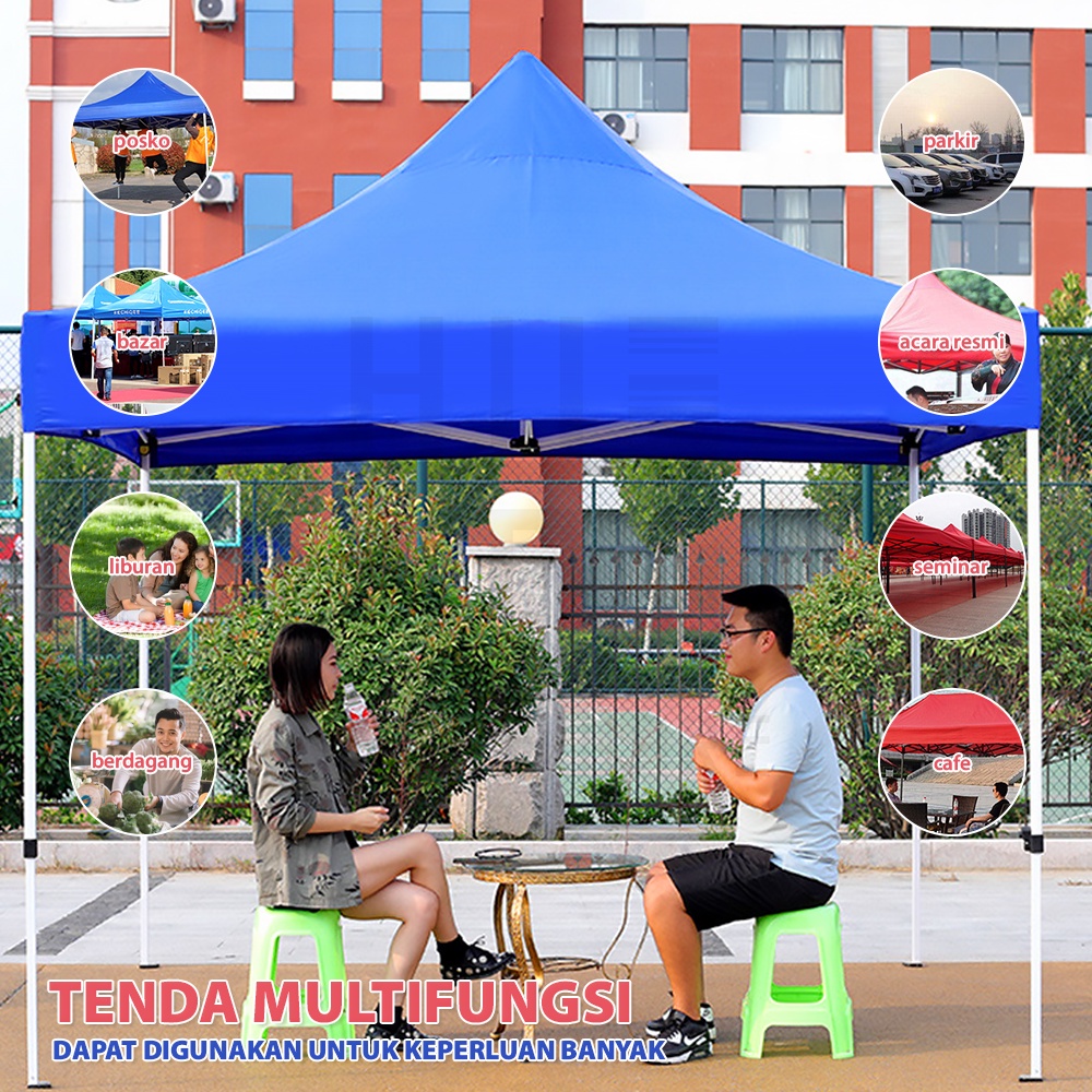 HUGO Tenda Jualan 3x3m Tenda Lipat Outdoor Tenda Dagang Pameran Bazar Kain Oxford