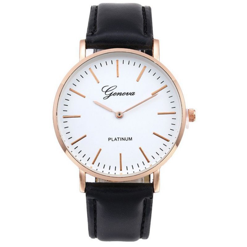 (Terima Cod)Jam Tangan Pria Geneva Fashion Strap Kulit(Dikirim Jakarta)