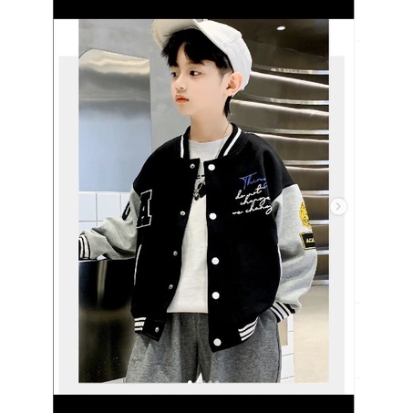 Adambo Jaket Basebal Anak Ja'ket Baseball Jacket Versity Jeket Kekinian Anak 9-11 Tahun Koreaan Styl