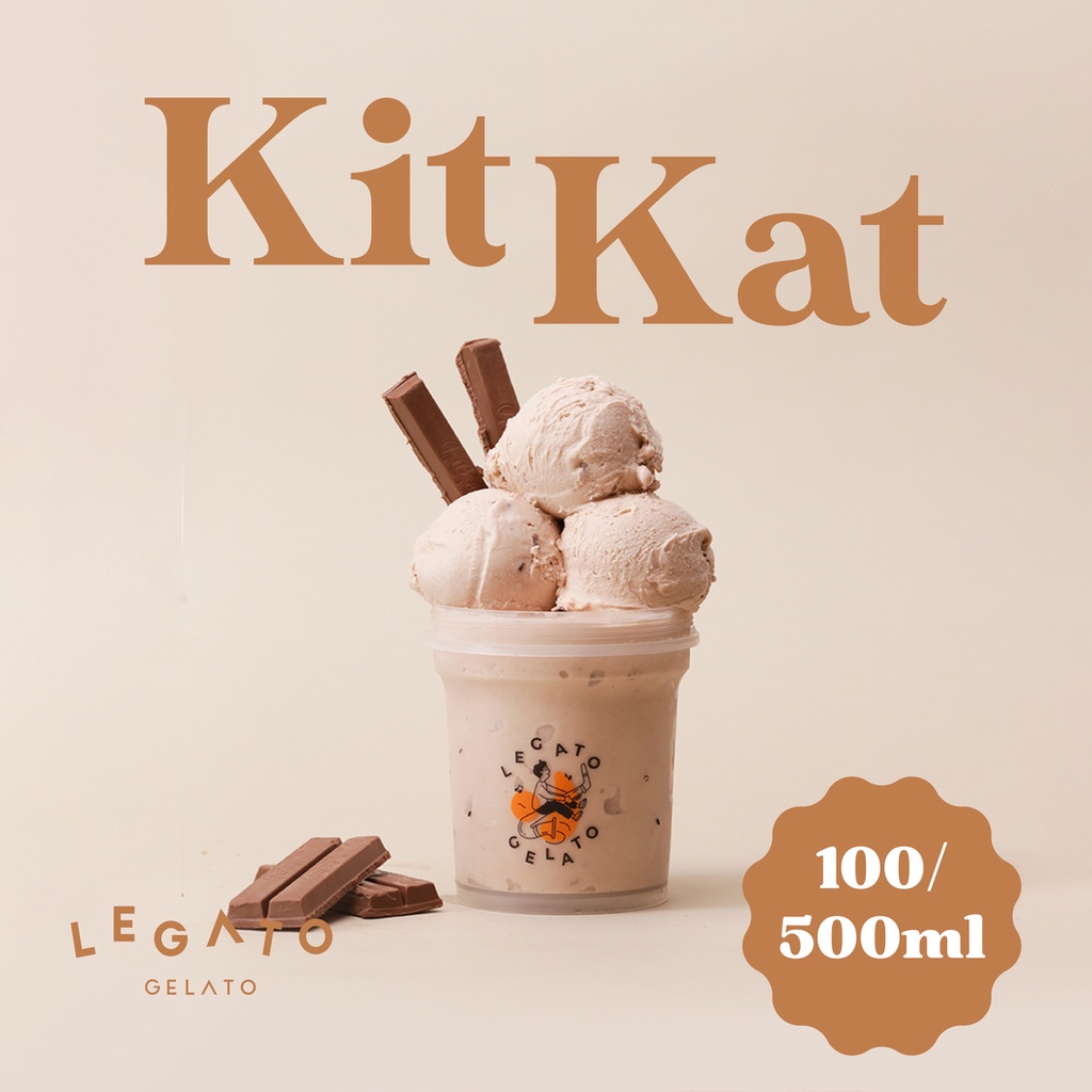 

LEGATO GELATO - Kit Kat Pint 500 mL Cup 100 mL Ice Cream Gelato Dessert Es Krim Eskrim 500mL 100mL Frozen Cemilan Creamy Fresh Sweet Manis Refreshing Murah