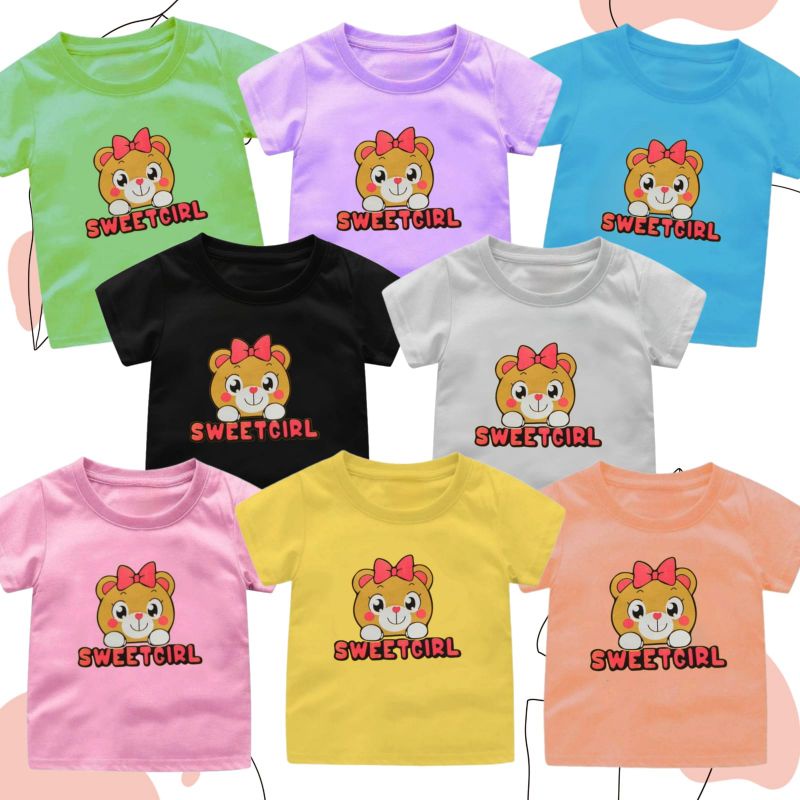 Atasan kaos anak perempuan sweet girl 1-12 tahun ukuran s.m.l.xl.xxl.xxxl baju anak cewek cute