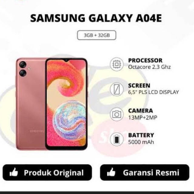 SAMSUNG GALAXY A04e RAM 3+3/32GB BARU GARANSI RESMI SEIN - COPPER