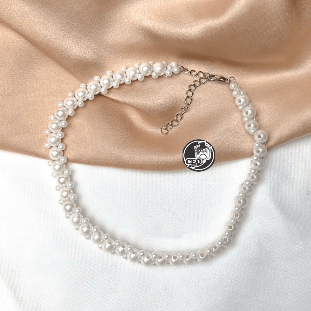 READY STOCK CRYSTAL BEADS NECKLACE PREMIUM  - KALUNG DAILY HIJAB FASHION HANDMADE LAYER CHOKER KOREAN NECKLACE KONDANGAN  Kalung Mutiara Aesthetic Manik Hijab NonHijab Choker