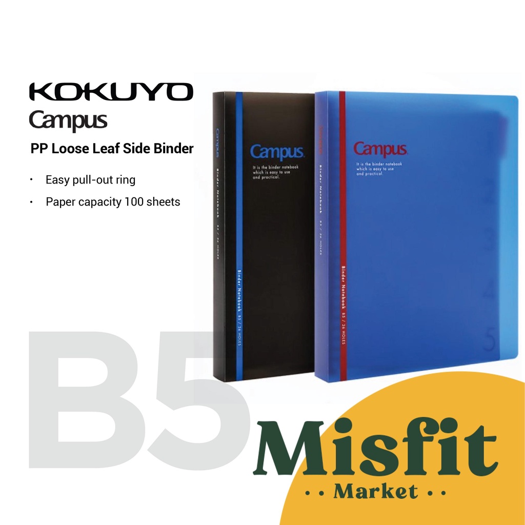 

Kokuyo Campus PP Loose Leaf Side Binder B5 Notebook Folder Ring
