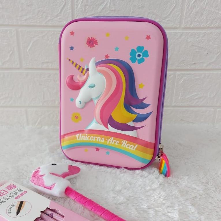 

➷g9 Harga Murah⁑➷ COD, ready: Tempat pensil kotak pensil 3D Unicorn Hardtop Pencil Case tempat pensil mermaid 90