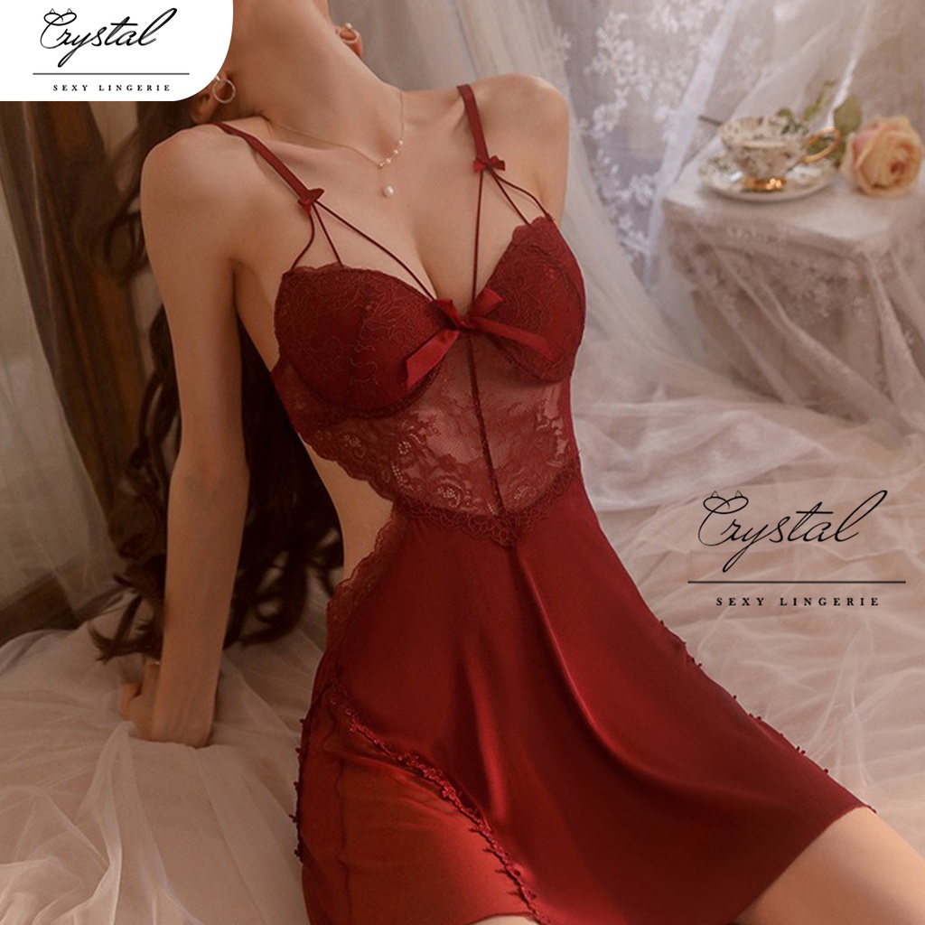 Crystal Lingerie Dress Cup Bra Push Up Baju Tidur Sexy Lingerie Wanita / Sleepwear Lingerie Dress Wanita 231