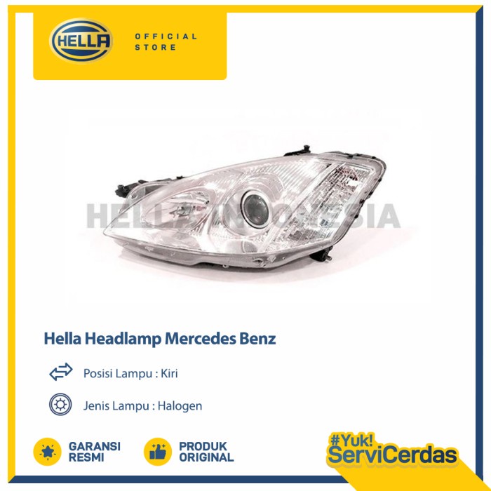 Lampu Headlamp Mobil Hella Mercedes Benz (Kiri) Halogen - Lampu Depan Mobil