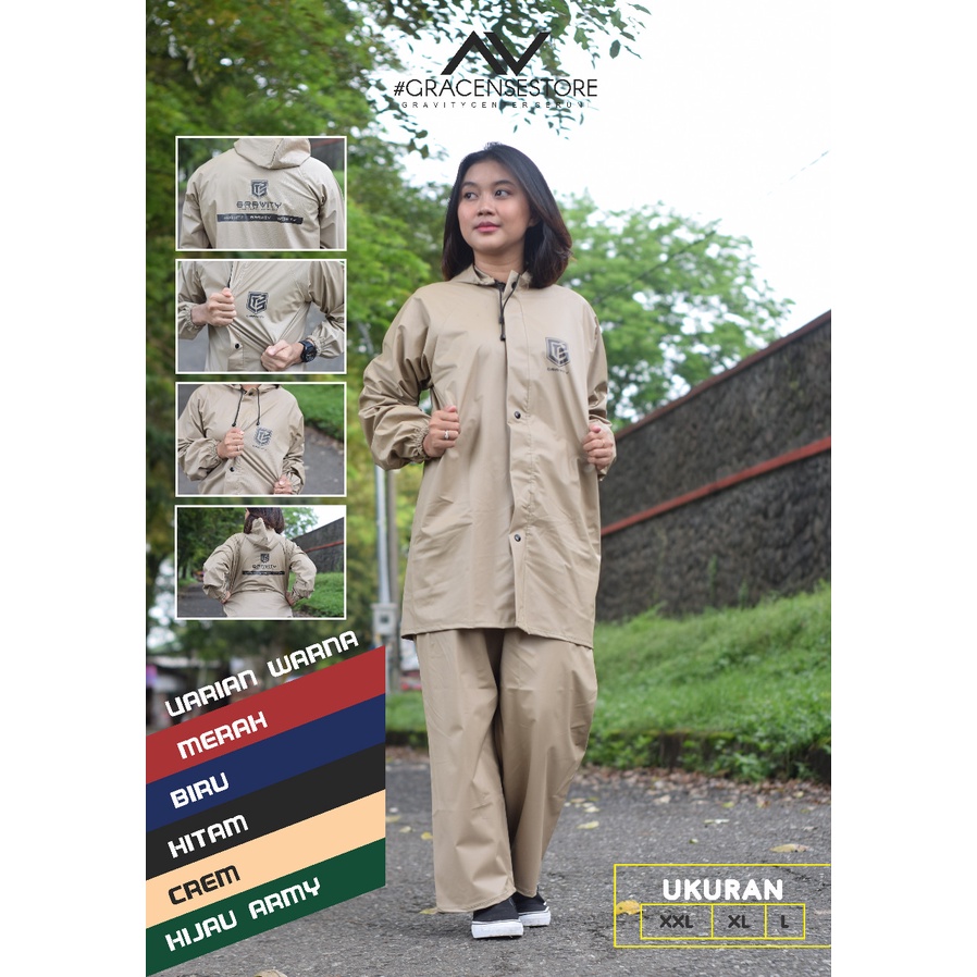 JAS HUJAN, RAINCOAT MANTOL Pria Wanita Terbaik by GRAVITY Bahan Tebal Anti Rembesan