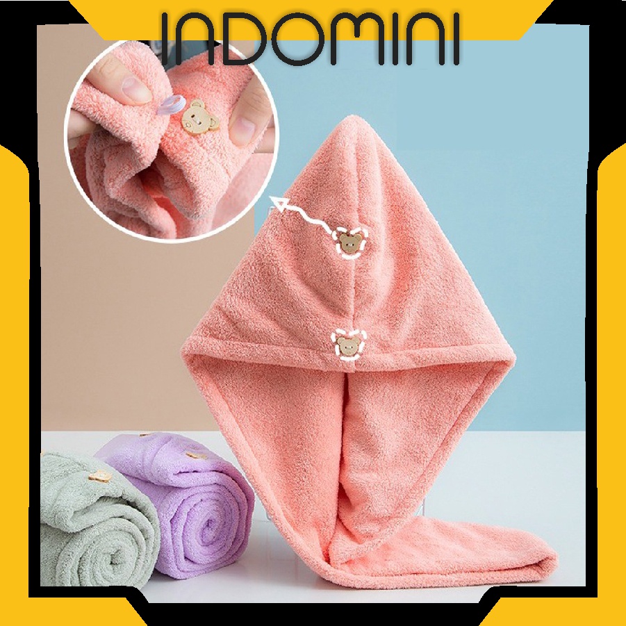 INDOMINI Handuk Kepala Keramas Pengering Rambut Magic Towel Karakter Lucu Import R840