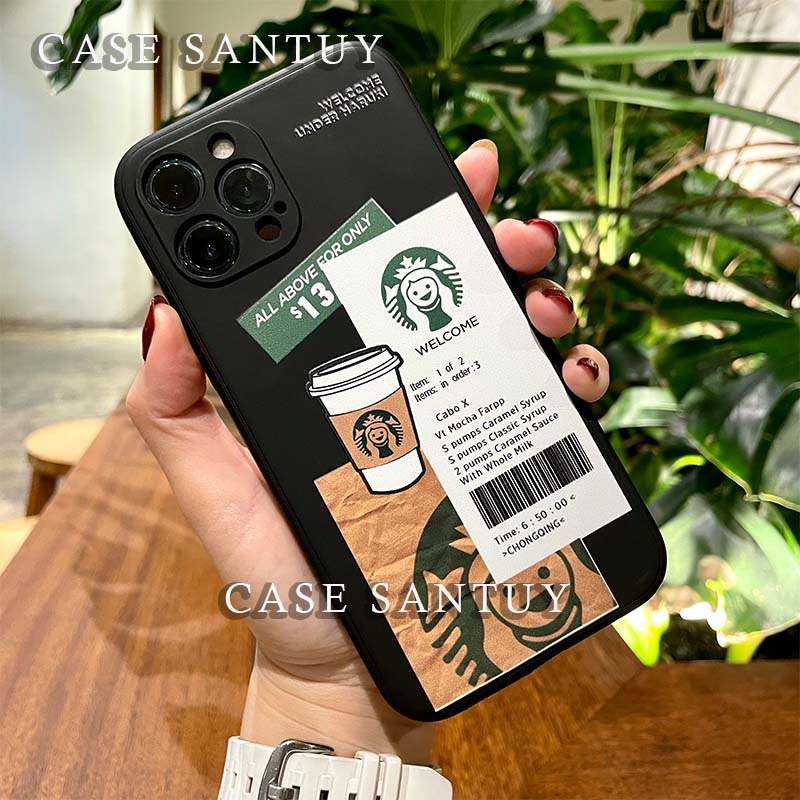 Soft Case Infinix HOT SMART NOTE 4 4C 5 6 9 10 10S 10T 11 11S Pro Play NFC Plus Lite X670 Soft Case Starbucks Black Square Edge