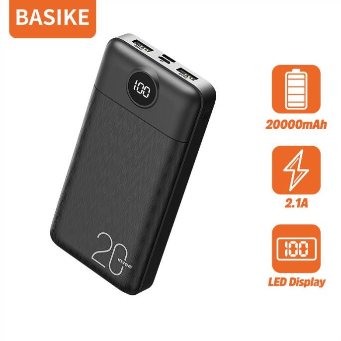 Powerbank 20000Mah Basike Asli Masukan Dan Keluaran Ganda
