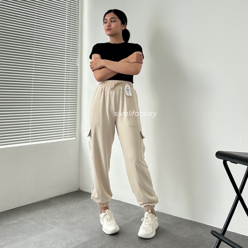 SIVALI Benji Jogger Cargo Pants || Celana Jogger Sweatpants Baggy Wanita Street Style