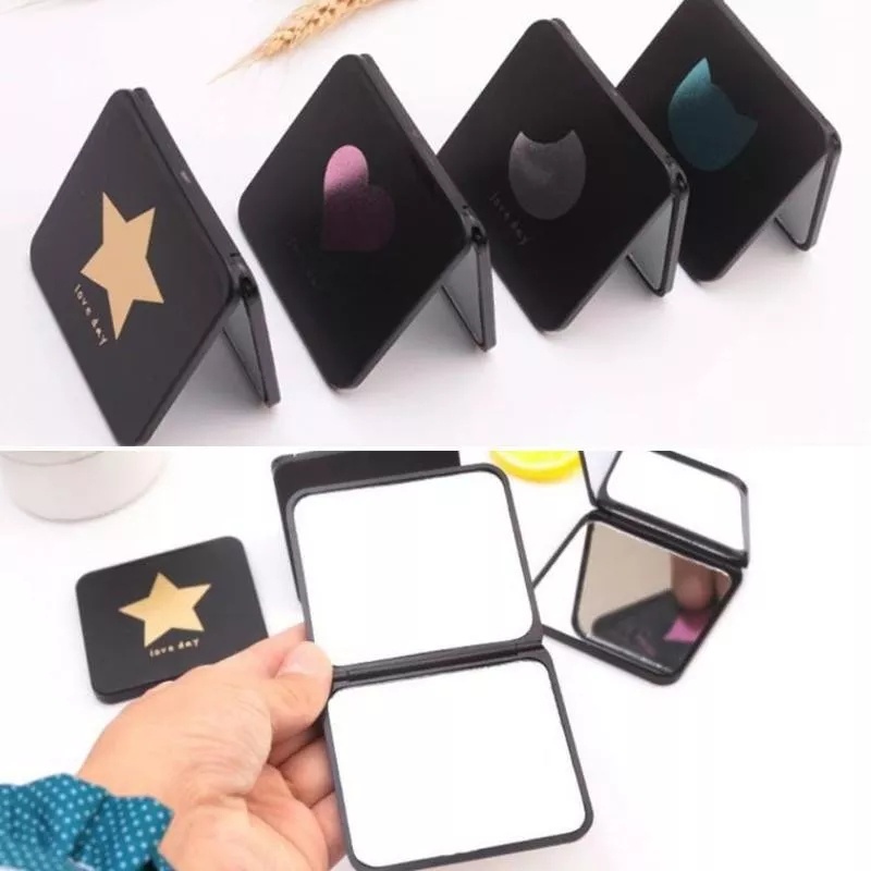 FY Cermin Lipat Mini Cermin Model Segiempat 2 Sisi Cermin Make Up Mini Real Pict