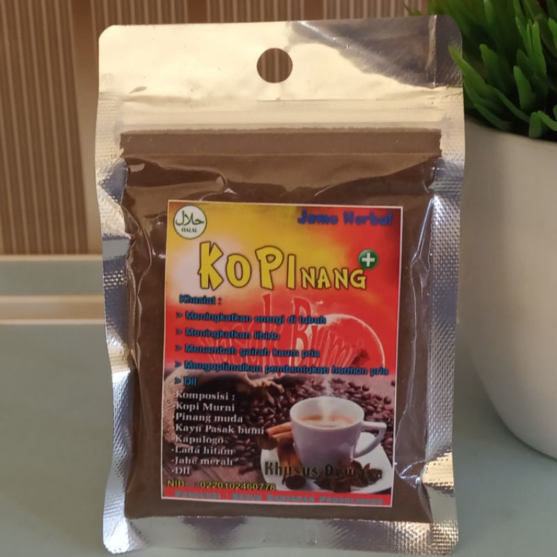 

KOPI PINANG MUDA KOPINANG KOPI LANANG KOPI KUAT OBAT KUAT & TAHAN LAMA (1 Sachet Netto:22gr, untuk 3x seduh)