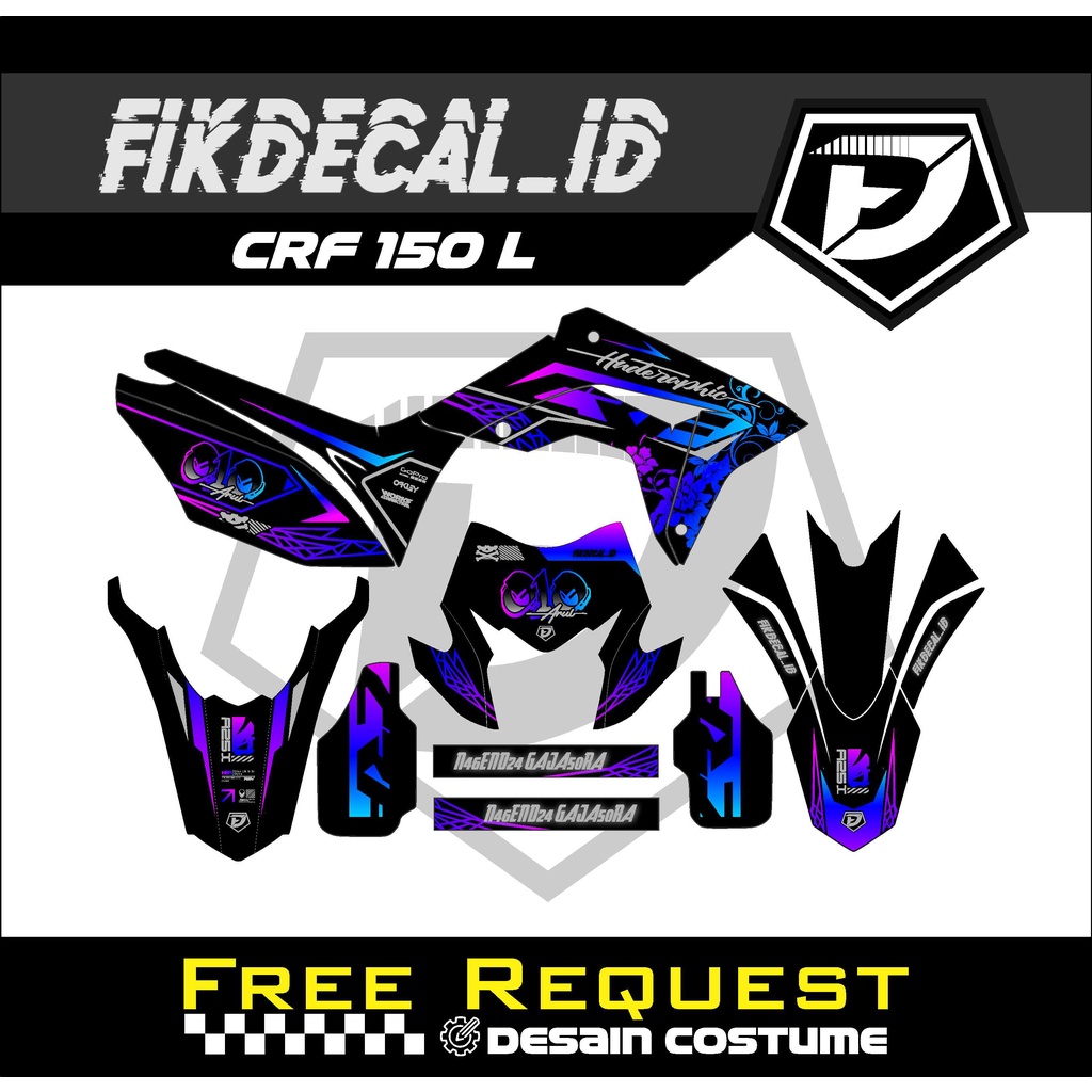 Jual Decal Crf L Desain Baru Custom Bebas Warna Bisa Pakai No Dan Nama Shopee Indonesia