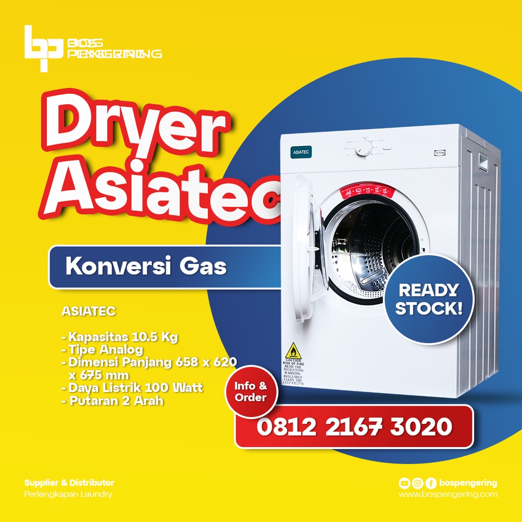 Mesin Pengering Laundry Asiatec Dryer Konversi Gas 10.5 Kg Bergaransi