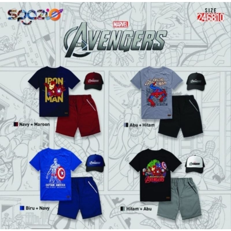 Set Avenger Anak Laki Laki Free Topi By Spazio