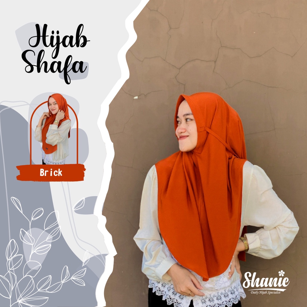 Bergo Tali Shafa Hijab Warna Brick Instant Premium by Shanie