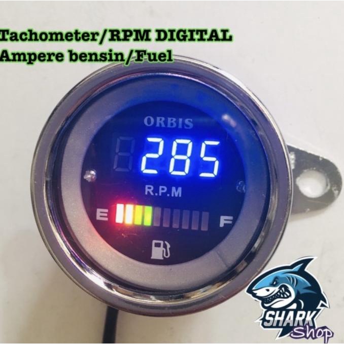 Tachometer Rpm Digital + Amper Bensin Orbis Universal