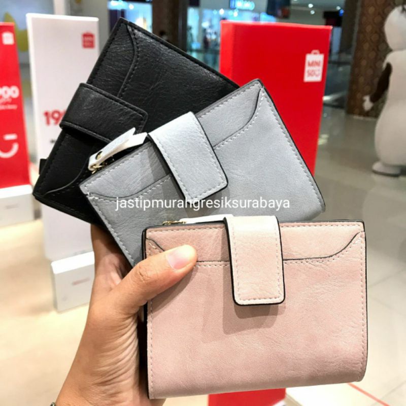 MATTE ZIPPER WALLET WITH HASP DOMPET MINISO DOMPET LIPAT MINISO