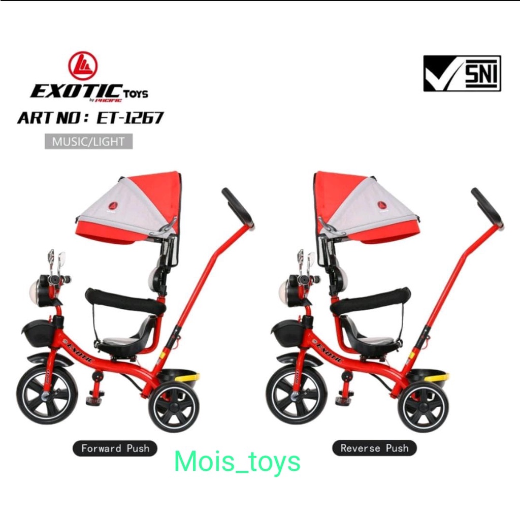 Tricycle Exotic AT 7711, ET 1267 dan ET 706-7 ada Musik dan Lampu. Dorongan anak bayi sepeda anak roda tiga 3 kereta dorong anak bayi.