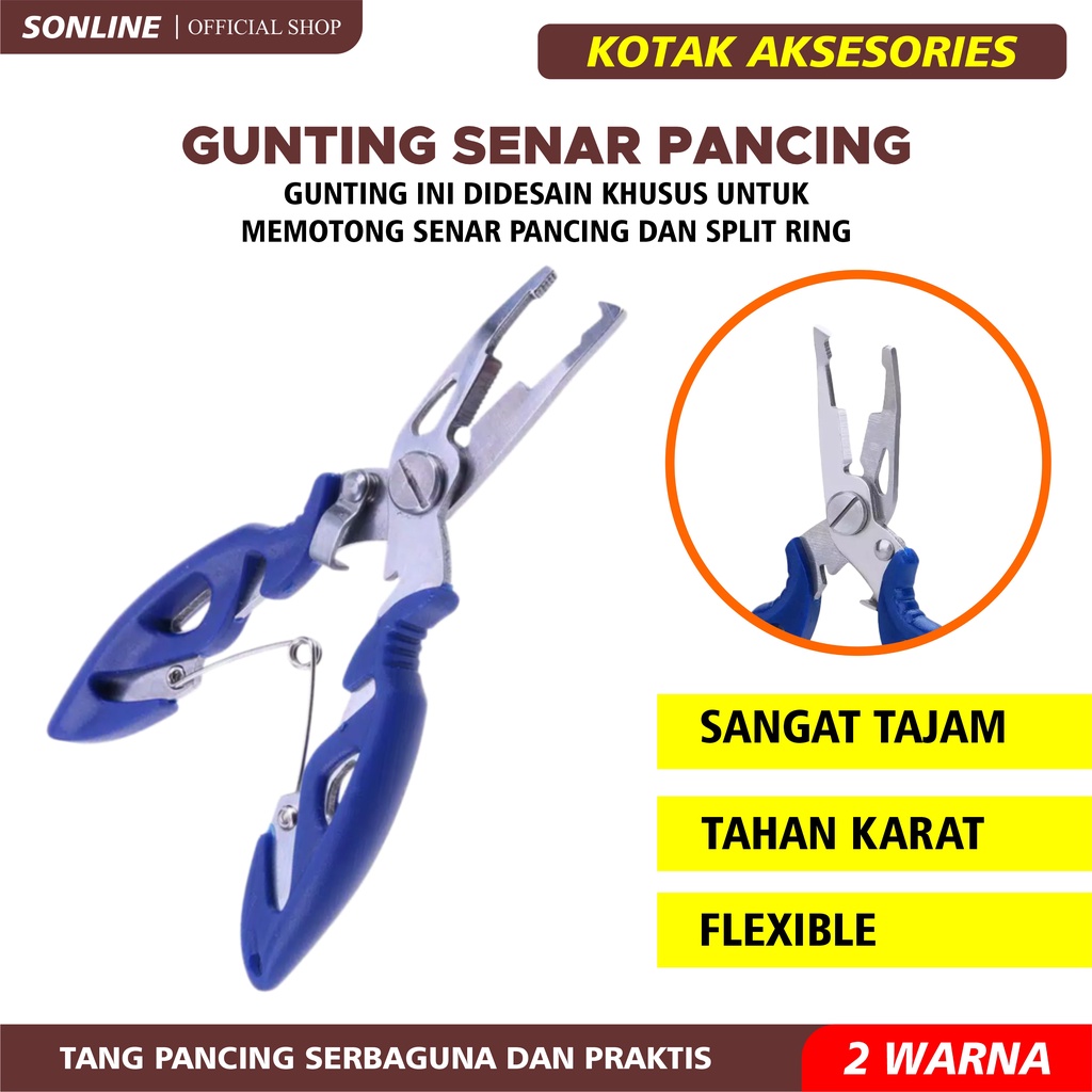 SONLINE Tang Gunting Kail Pancing Stainless Steel Fishing Hook Remover 2 Color 12cm Bahan Stainless-2