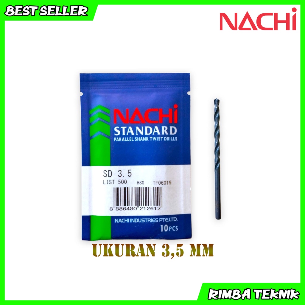 Mata Bor Besi HSS Nachi Asli Ukuran 3.5 mm Original