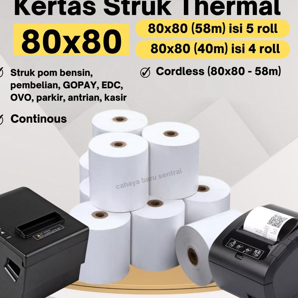 

ㅔ Kertas Struk Kasir / Kertas Thermal 80x80 / Kertas Kasir / Kertas Kasir Thermal Roll Combo ₨