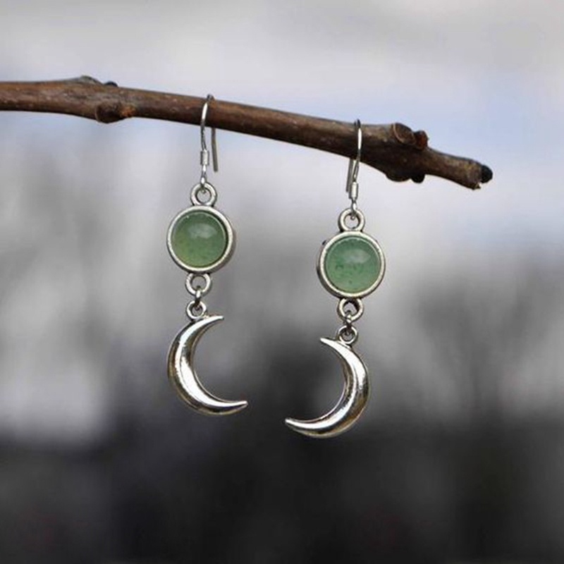 Eropa Dan Amerika Wanita Fashion Anting Aksesoris Indah Giok Permata Bulan Anting-Anting Anniversary Pertunangan Pesta Pernikahan Anting-Anting
