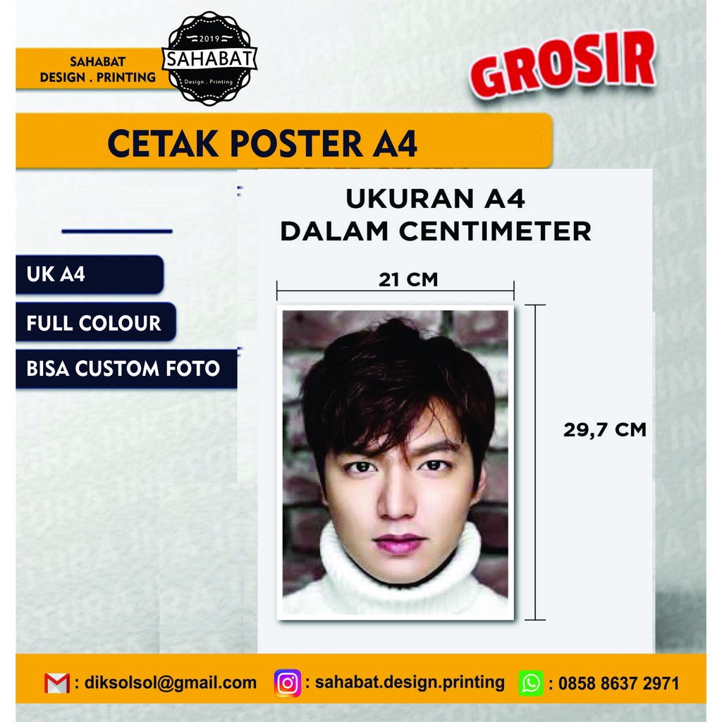 (isi 2pcs) Poster A4 (21cm x 29,7cm) Custom Foto (BTS/KPOP/EXO/Foto pribadi/Dll)