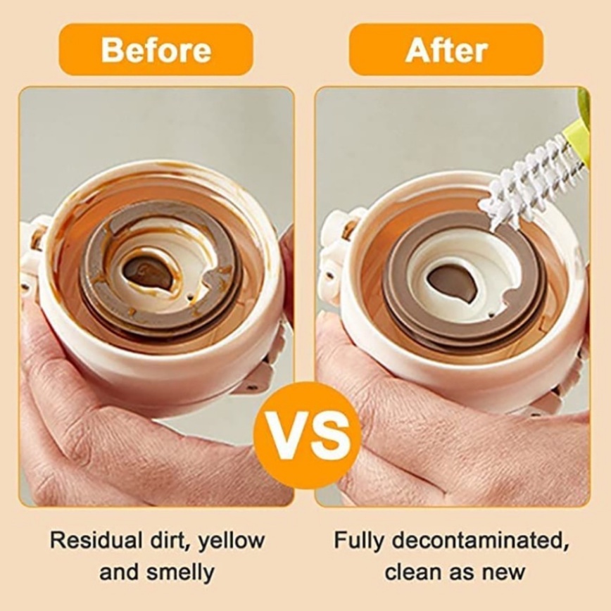 【COD】3 In 1 Sikat Pembersih Botol Susu Cangkir Vakum Dengan Cincin Karet Dapat Berputar 360 Derajat ° Sikat Pembersih Cangkir