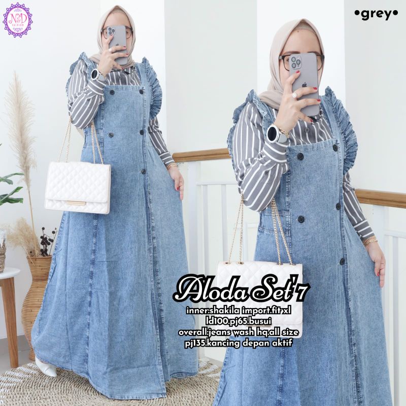 Aloda set 7 setelan overall jeans