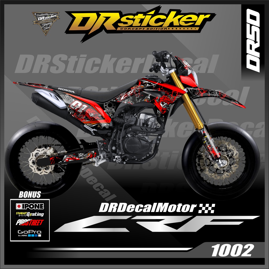 Decal CRF 150L New Custom - Decal Custom CRF 150L New Plus Papan Nomor 2 Full Body Supermoto