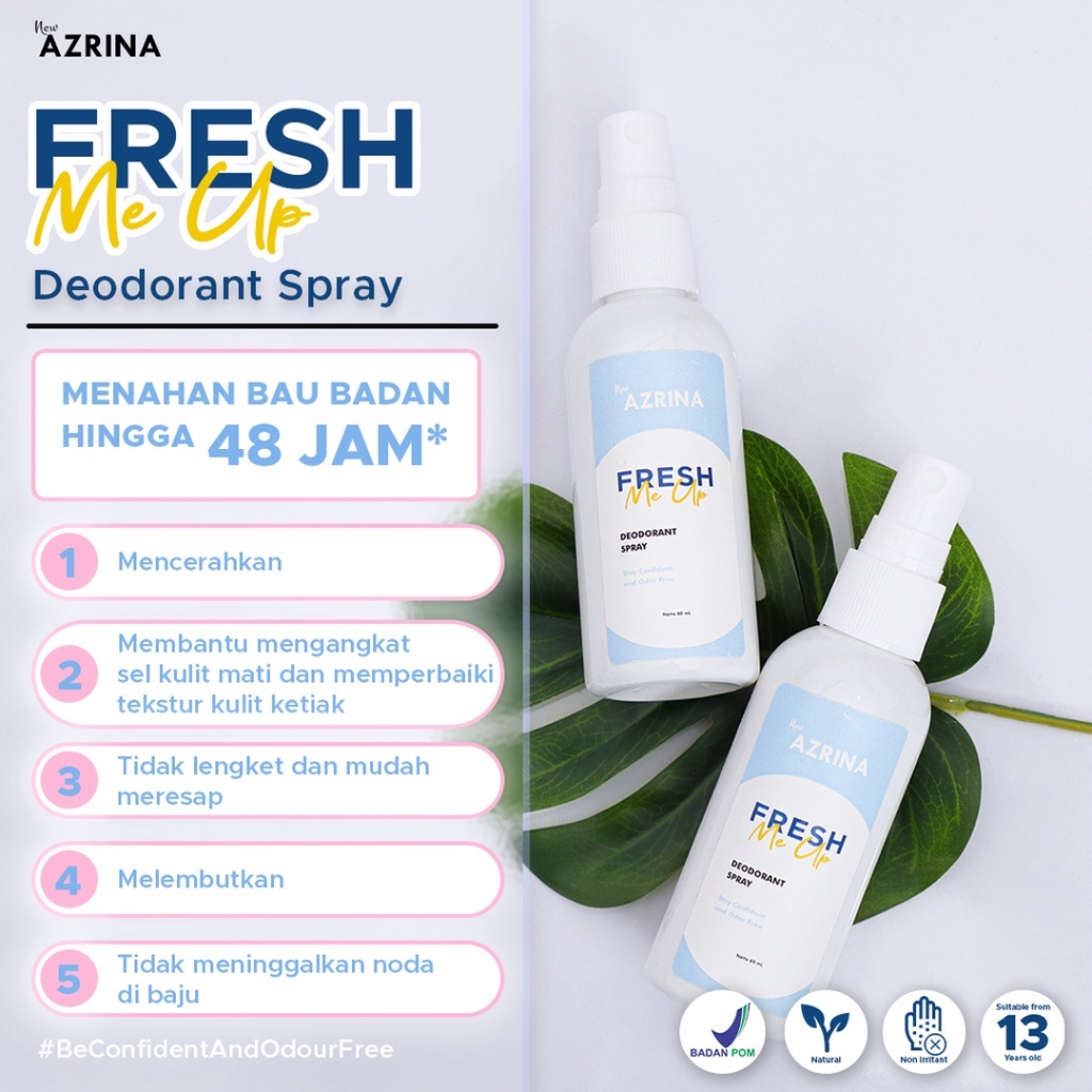 [ FREE GIFT ] Azrina Fresh Me Up Deodorant Spray Tawas - Deodoran Mengatasi Keringat dan Bau Badan