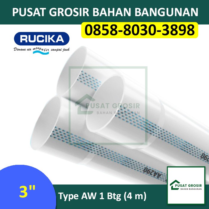 Pipa Pipa Pvc 3" Aw Rucika Standard Pipa Wavin 3Inch Aw Per Batang (4M)