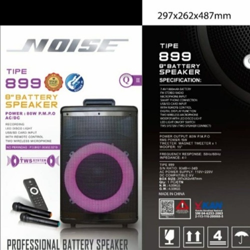 SPEAKER BLUETOOTH USB WIRELESS PORTABLE NOISE 899 Q11 ORIGINAL 8 INCH