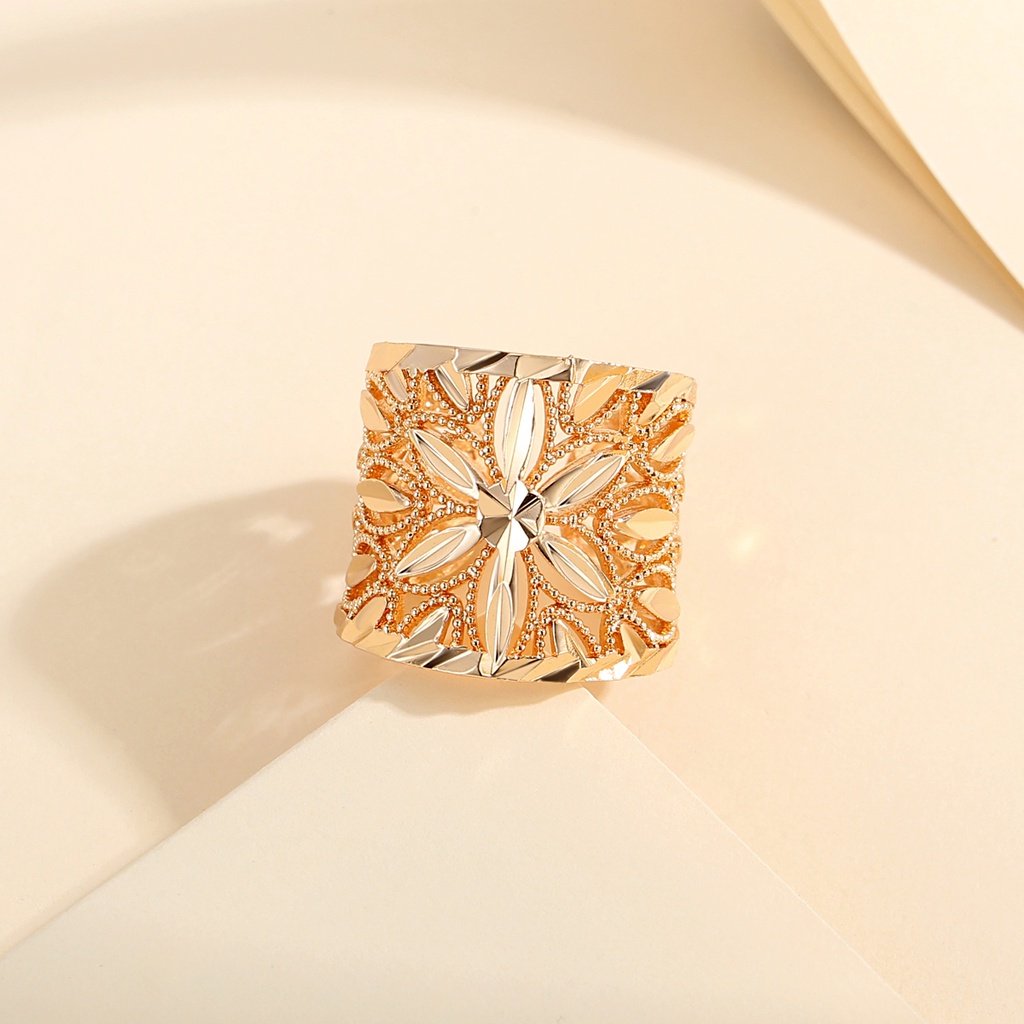 Y909 【Barang spot】Cincin Xuping Gold Bunga Elegan Lapis Emas Premium High Quality Terlaris Aksesoris