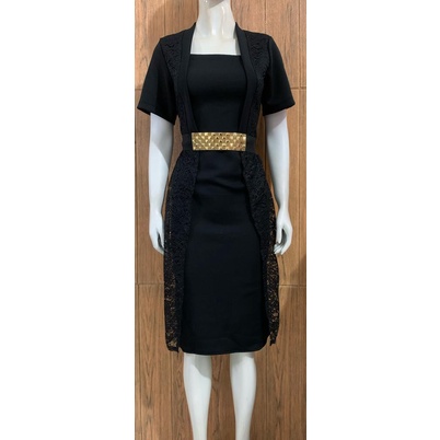 Kathryn collection # 108,  Dres rok span scuba import premium kombinasi brukat gliter free belt